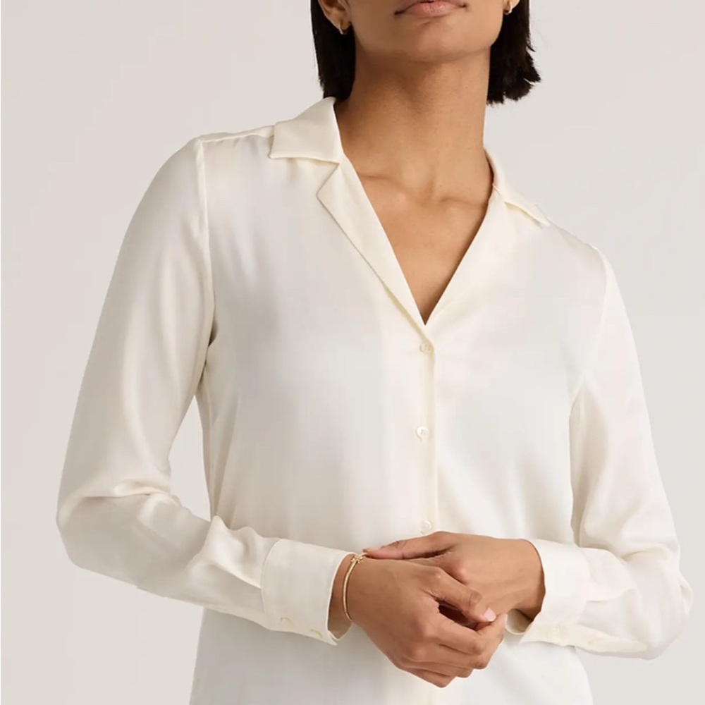 Quince Washable Silk Button-Up Blouse